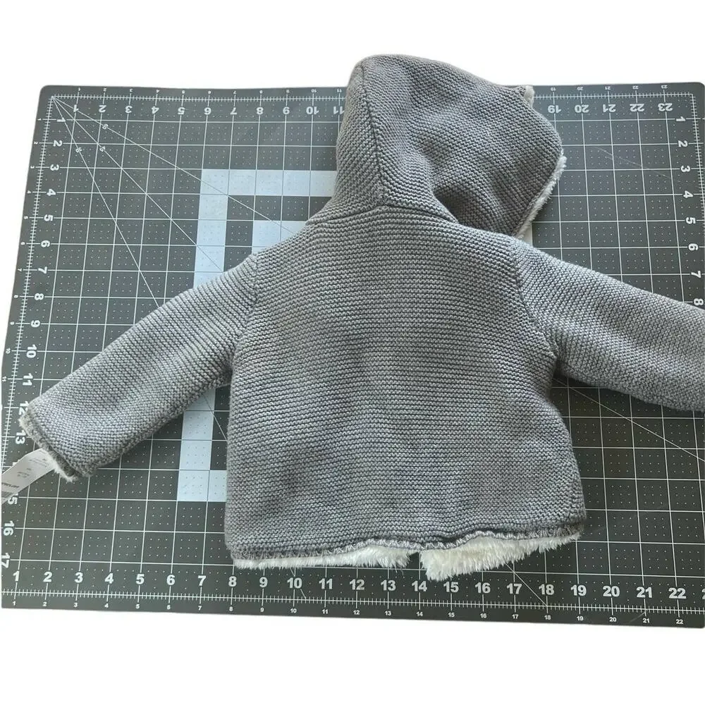 Carter's Baby 9m‎ Bear Grey Knit Lined Sweater Jacket